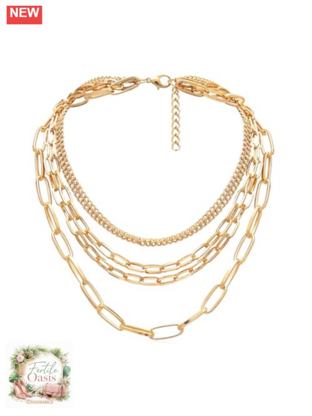 Layered Chain Necklaces 18 Inch Gold Plated Silver Tone Choker Punk Jewelry